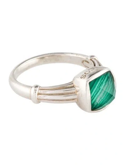 Pre-owned Lagos Malachite & Quartz Doublet Ring In Multi