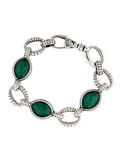 Pre-owned Lagos Malachite & Quartz Doublet Venus Link Bracelet, 7" In Multicolor