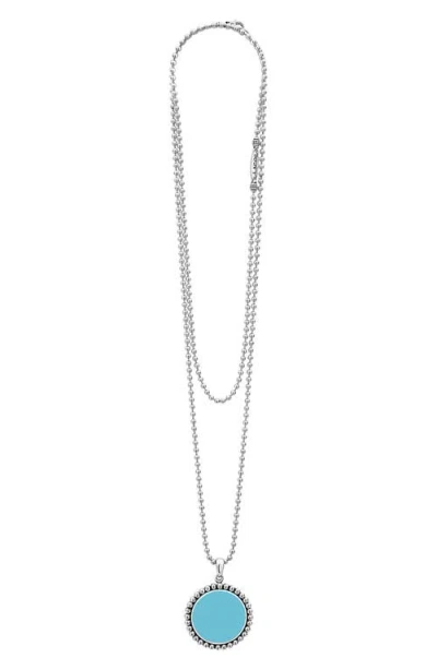 Lagos Maya Blue Ceramic Pendant Necklace In Silver/blue