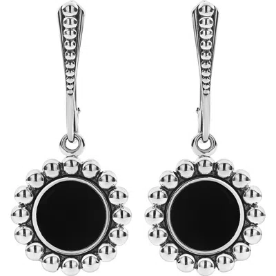 Lagos Sterling Silver Maya Black Onyx Drop Earrings In Silver/onyx
