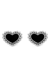 Lagos Sterling Silver Maya Onyx Heart Stud Earrings In Black