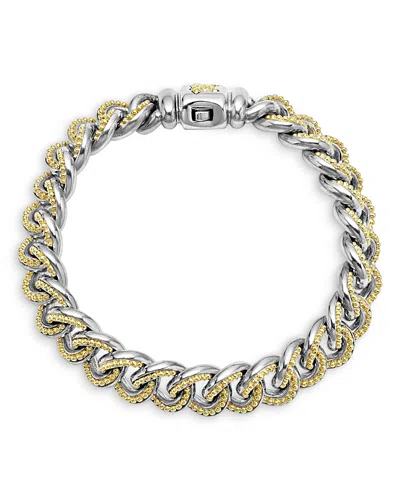 Lagos Men's 18k Yellow Gold & Sterling Silver Anthem Beaded Curb Link Bracelet - Exclusive In Silver/gold