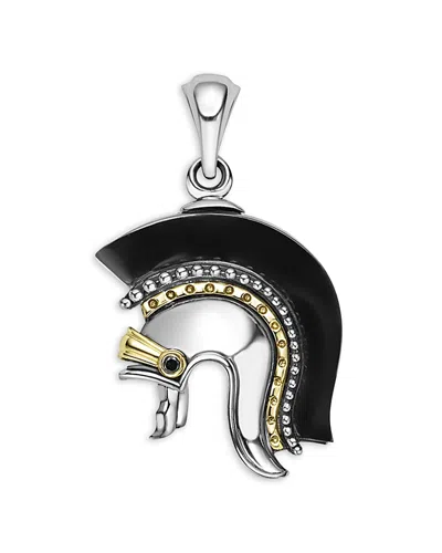 Lagos Men's 18k Yellow Gold & Sterling Silver Anthem Black Agate Spartan Helmet Pendant - Exclusive In Black/silver