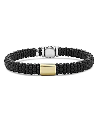 Lagos Men's 18k Yellow Gold & Sterling Silver Anthem Black Ceramic Caviar Station Bead Bracelet - Exclusiv In Black/gold