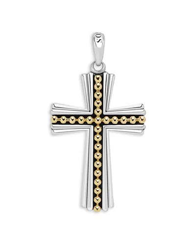 Lagos Men's 18k Yellow Gold & Sterling Silver Anthem Caviar Bead Cross Pendant - Exclusive In Gold/silver