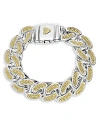 Lagos Men's 18k Yellow Gold & Sterling Silver Anthem Caviar Bead Wide Curb Link Bracelet In Gold/silver