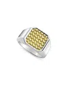 Lagos Anthem Caviar Signet Ring In Gold/silver