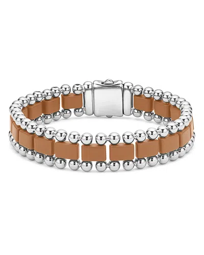Lagos Men's Stainless Steel Anthem Tan Ceramic & Caviar Beaded Bracelet In Brown