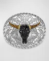 Lagos Men's Sterling Silver And 18k Anthem Black Agate Longhorn Belt Buckle, 85mm In Black