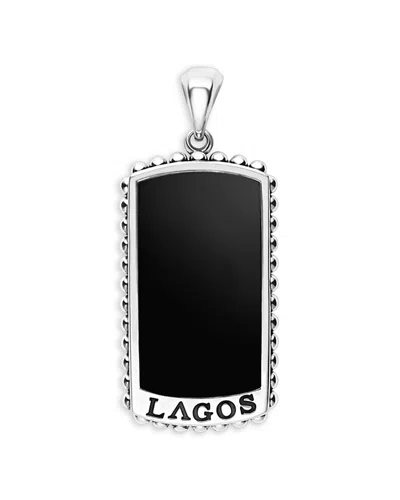 Lagos Men's Sterling Silver Anthem Black Agate Dog Tag Pendant - Exclusive In Black/silver