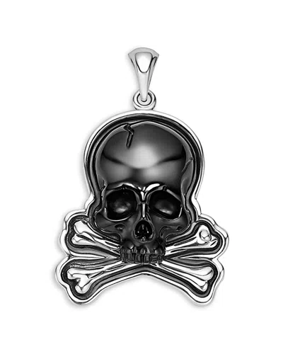 Lagos Men's Sterling Silver Anthem Black Agate Skull & Crossbone Pendant - Exclusive In Black/silver