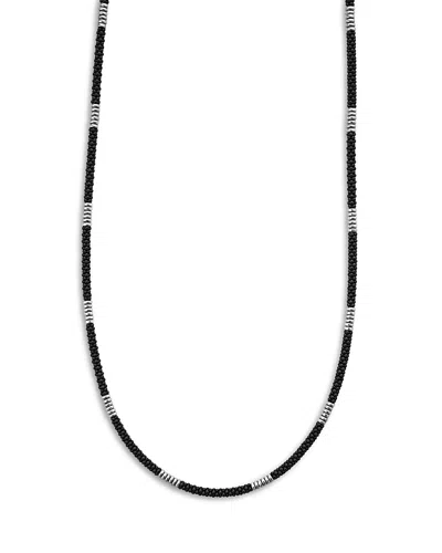 Lagos Men's Sterling Silver Anthem Black Ceramic Station Necklace - Exclusive