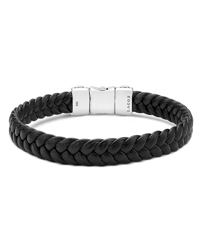 Lagos Men's Sterling Silver Anthem Braided Leather Bracelet In Black