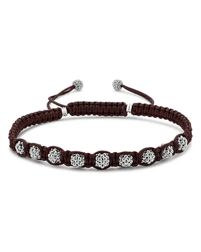 Lagos Men's Sterling Silver Anthem Caviar Bead Brown Macrame Bracelet - Exclusive In Brown/silver