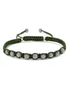 Lagos Men's Sterling Silver Anthem Caviar Bead Green Macrame Bracelet - Exclusive In Green/silver
