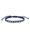 Lagos Men's Sterling Silver Anthem Caviar Bead Navy Blue Macrame Bracelet - Exclusive In Blue/silver