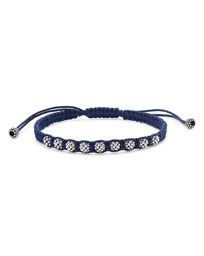 Lagos Men's Sterling Silver Anthem Caviar Bead Navy Blue Macrame Bracelet - Exclusive In Blue/silver