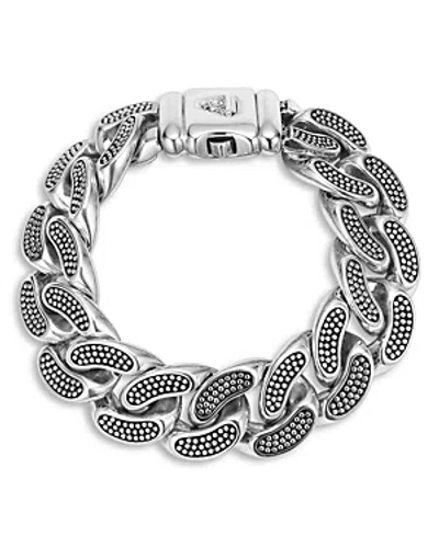 Lagos Men's Sterling Silver Anthem Caviar Bead Wide Curb Link Bracelet In Metallic