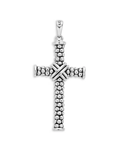 Lagos Men's Sterling Silver Anthem Caviar Bead X Cross Pendant - Exclusive
