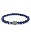 Lagos Men's Sterling Silver Anthem Lapis Lazuli Bead Skull Stretch Bracelet - Exclusive In Blue/silver