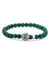 Lagos Men's Sterling Silver Anthem Malachite Bead Skull Stretch Bracelet - Exclusive In Green