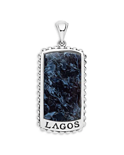 Lagos Men's Sterling Silver Anthem Pietersite Dog Tag Pendant - Exclusive In Blue/silver