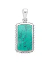 Lagos Men's Sterling Silver Anthem Stone Tag Amulet Pendant In Green