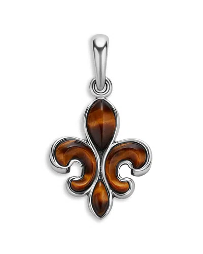 Lagos Men's Sterling Silver Anthem Tiger Eye Fleur De Lis Pendant - Exclusive In Brown/silver