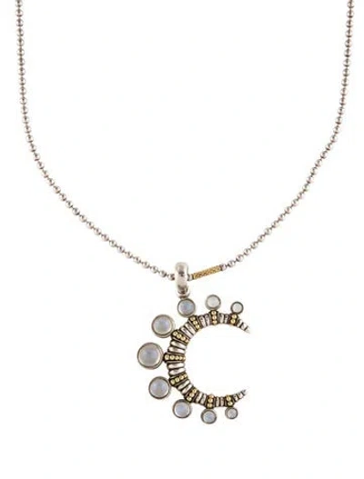 Pre-owned Lagos Moonstone Crecent Moon Pendant Necklace, 32" In Multi