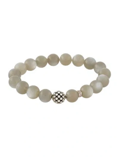 Pre-owned Lagos Moonstone Station Bead Bracelet, 6.5" In Multi
