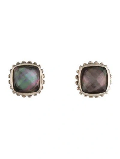 Pre-owned Lagos Mother Of Pearl & Quartz Double Stud Earrings In Multi
