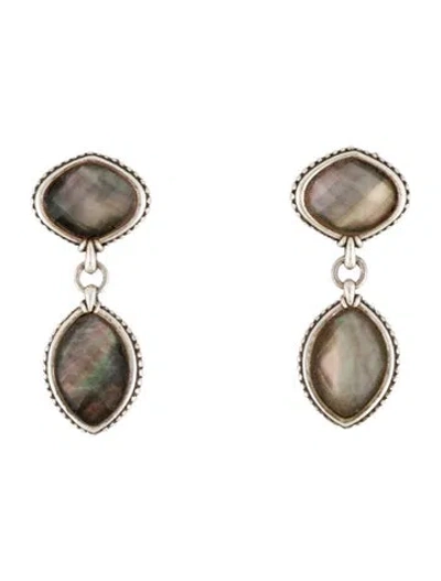 Pre-owned Lagos Mother Of Pearl & Quartz Doublet Drop Earrings In Multi