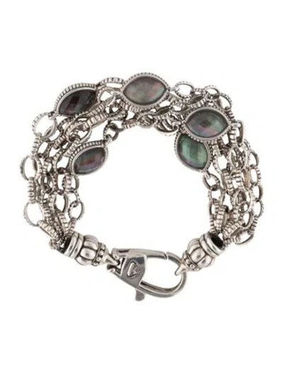 Pre-owned Lagos Mother Of Pearl & Quartz Multistrand Bracelet, 6.75"