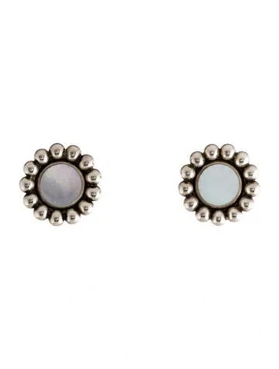 Pre-owned Lagos Mother Of Pearl Circle Stud Earrings In Multi