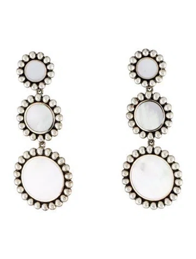 Pre-owned Lagos Mother Of Pearl Circle Three Drop Earrings In Multi