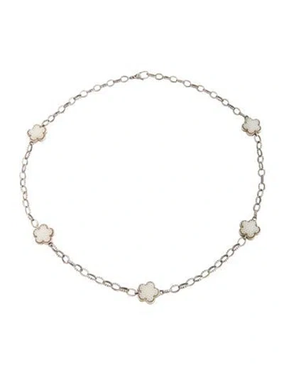 Pre-owned Lagos Mother Of Pearl Flower Station Necklace, 20.5" In Multicolor