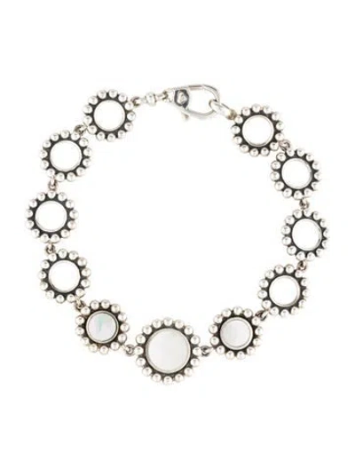Pre-owned Lagos Mother Of Pearl Maya Round Link Bracelet, 7.25" In Multicolor