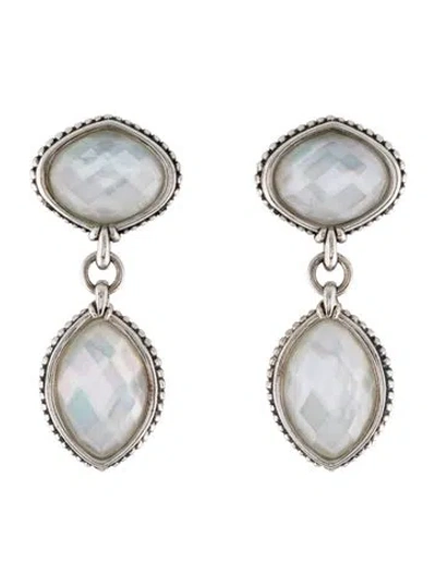 Pre-owned Lagos Mother Of Pearl Quartz Doublet Drop Earclips In Multi
