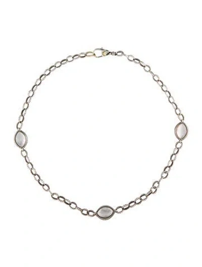 Pre-owned Lagos Mother Of Pearl, Quartz Doublet Venus Station Necklace, 20" In Multi