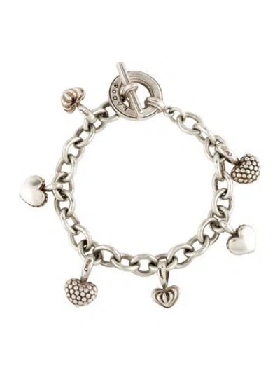 Pre-owned Lagos Multi Heart Charm Toggle Bracelet, 6.25"