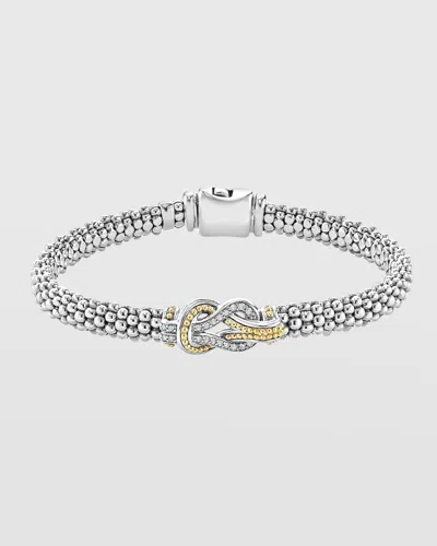 Lagos Newport Two-tone Diamond Knot Bracelet In Two Tone