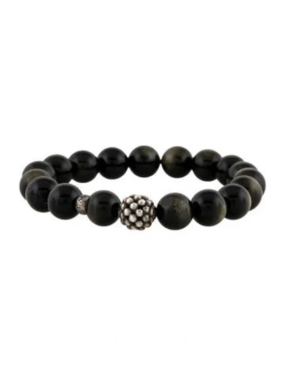 Pre-owned Lagos Obsidian Bead Bracelet, 6.5" In Black