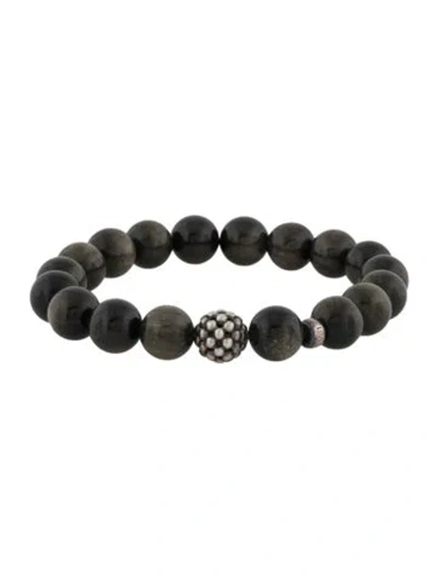 Pre-owned Lagos Obsidian Station Bead Bracelet, 6.5" In Multicolor