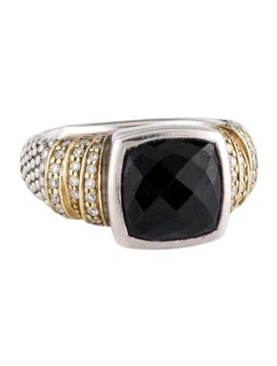 Pre-owned Lagos Onyx & Diamond Cocktail Ring In Multi