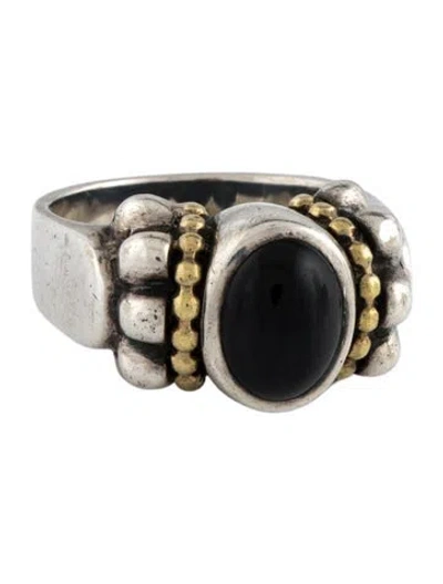 Pre-owned Lagos Onyx Caviar Cocktail Ring In Multicolor