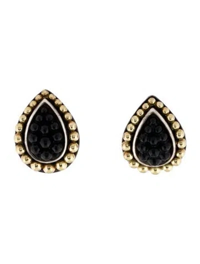 Pre-owned Lagos Onyx Caviar Earclip Earrings In Multi