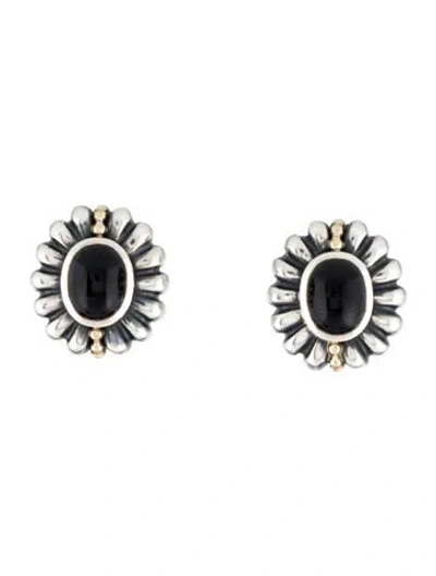 Pre-owned Lagos Onyx Caviar Earclips In Multi