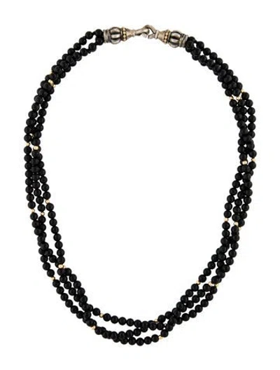 Pre-owned Lagos Onyx Caviar Multistrand Necklace, 17"