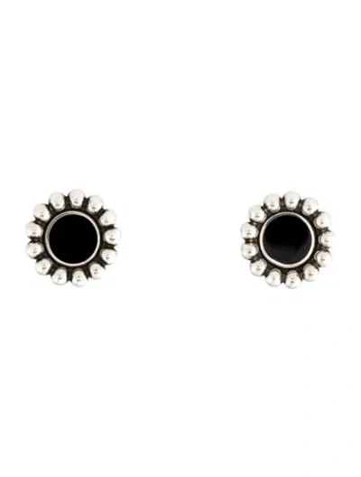 Pre-owned Lagos Onyx Circle Stud Earrings In Multi