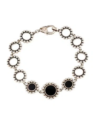 Pre-owned Lagos Onyx Maya Circle Link Bracelet, 7.25" In Multicolor